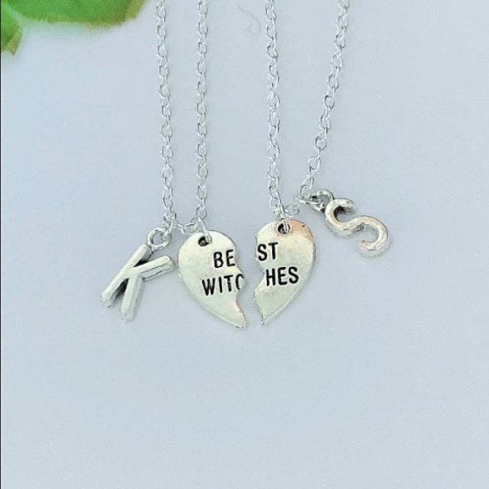 2 Best Friend Witches Necklaces, Initial Necklaces